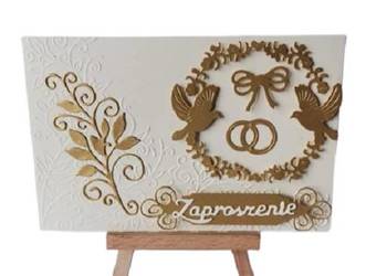 Zaproszenia Ślub Gołębie Z Obrączką W Okręgu C6 Złoto - Ecri