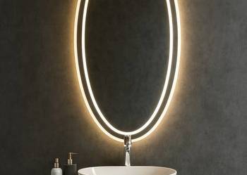 Lustro eliptyczne piaskowane z podświetleniem - FRIDA LED II