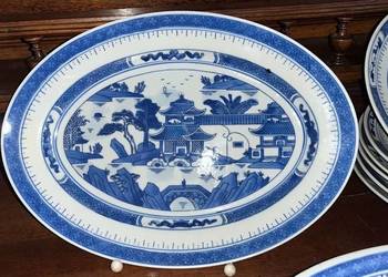 Orientalny, niebiesko-biały, półmisek. Made in Chiny