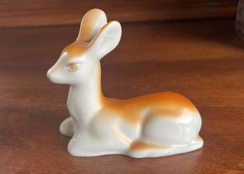Sarna leżąca. Figurka Połonne Fabryka Fajansu i Porcelany  ZHK Połonne, syg