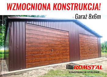 CIEMNY DĄB / ORZECH  Garaż Blaszany Drewnopodobny | Wiata – ROMSTAL*
