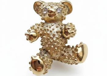 VINTAGE BROSZKA GOLD BEAR MIŚ TEDDY SYGNOWANY AAI LATA 80 USA