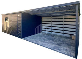Schowek Domek ogorodowy 4x3 m + wiata 6x3 m drzwi okno  SO203