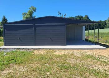 Garaż blaszany wiata Wzmocniony profilami. PRODUCENT SZYBKA REALIZACJA