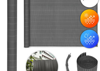 Dwustronna mata bambusowa 150x300 cm na balkon taras ogrodzenie antracyt M…