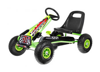 Gokart Air na pedały dla dzieci 3+ Zielony + Pompowane opony + Regulowany f
