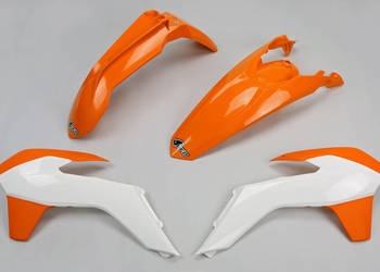 KOMPLET PLASTIKÓW KTM EXC/EXCF 14-16 UFO POMARAŃCZOWO BIAŁE