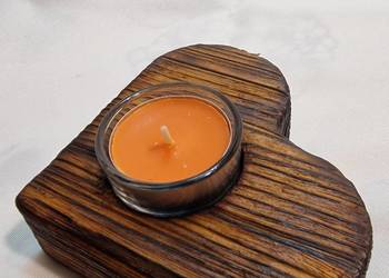 Świecznik drewniany serce złocisty na tealight Romy No. 25