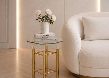 złoty Stolik kawowy glamour / ława Amaretto Premium 50x50x60
