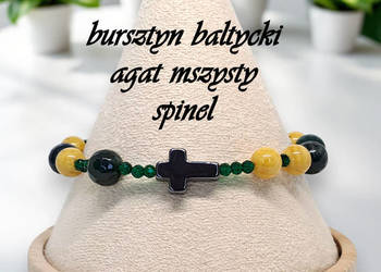 Bransoletka dziesiątka różańca BURSZTYN bałtycki, AGAT MSZYSTY #1042 Bransoletka dziesiątka różańca BURSZTYN bałtycki, AGAT MSZYSTY #1042