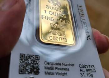 sztabka złota imitacja 1 uncja PAMP certyfikat indywidualny numer GOLD