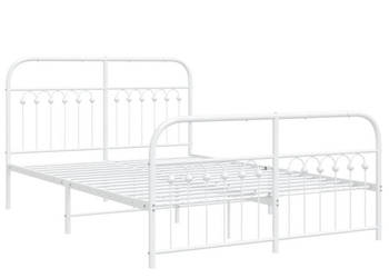 Łóżko Metalowe Białe Rama Łóżka Ze Stelażem Biała 140x200 cm WM-376668