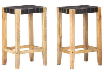 Stołki barowe 2 szt. czarne skóra naturalna  75 cm WM-321835