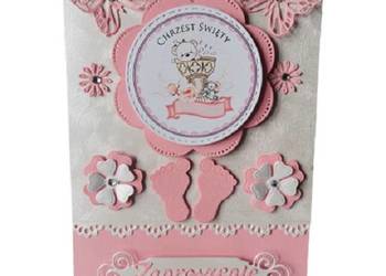 ZAPROSZENIA CHRZEST SWIETY MISIU W SERWETCE B6 RÓŻ - SREBRO