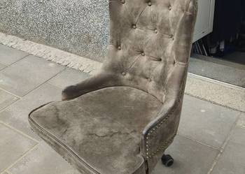 Krzesło Fotel Biurowy Pikowany Vintage - Obrotowy na Kółkach - Chesterfield