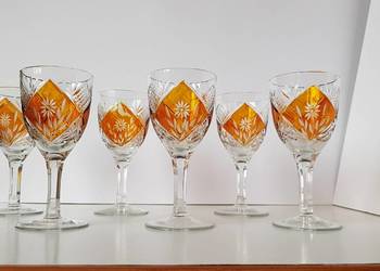 Kryształowe kieliszki (120 ml), kolorowy kryształ PRL