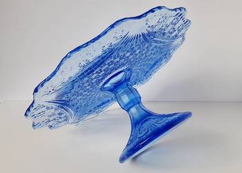 Tortownica / patera Girlandy, Ząbkowice, kolorowe szkło PRL