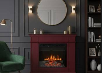 Kominek Star drewniany burgund wkład grzewczy dimplex HIT