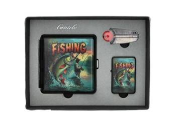 Zestaw Prezentowy Łowienie Papierośnica + Zapalniczka + Kamienie i Knot