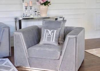 Fotel Monte Carlo Glamour Tapicerowany Szary Srebrny Meble Premium