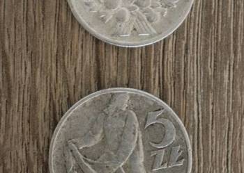 Monety obiegowe PRL - 2 zł ,,Jagody ''- 1974 , 5 zł ,,Rybak''- 1974