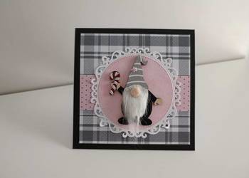 Kartka ręcznie robiona bożonarodzeniowa handmade skrzat