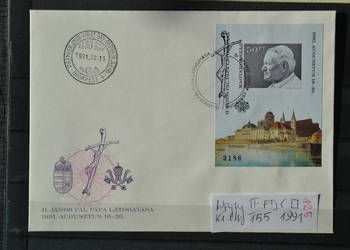 Znaczki. Papież Jan Paweł II Węgry III FDC Cięty Ks Chrostowski 155