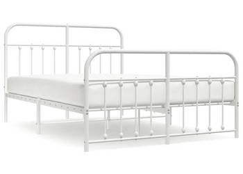 Łóżko Metalowe Białe Rama Łóżka Ze Stelażem Biała 140x200 cm WM-352646
