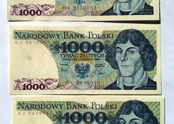Banknoty 1000 zł. z 1982.