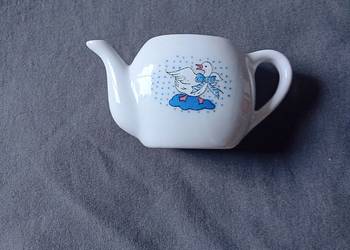 Porcelanowy dzbanek dla lalek, dekoracja - kaczka, druga połowa XX w.