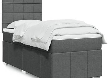 Łóżko kontynentalne z materacem ciemnoszara tkanina 80x200 cm WM-3291496