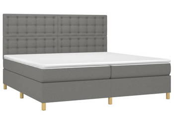Łóżko kontynentalne z materacem ciemnoszara tkanina 200x200cm WM-3135782