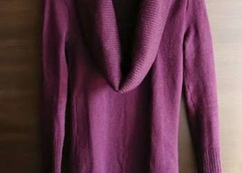 Fioletowy sweter swetr długi s 36 golf dekolt łódka