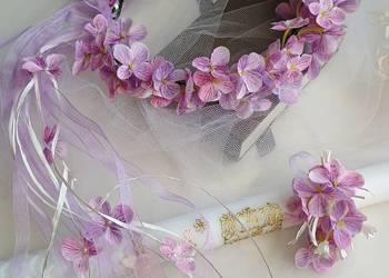 Wianek komunijny fioletowy lila