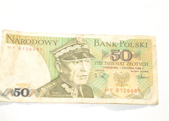 Stary banknot 50 złotych Świerczewski 1988 antyk