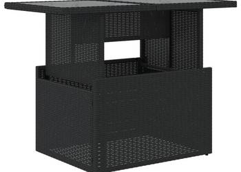 vidaXL Stół ogrodowy ze szklanym blatem, czarny(SKU:365970)