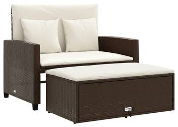 vidaXL Sofa ogrodowa z poduszkami, 2-osobowa, brązowa(SKU:365133)
