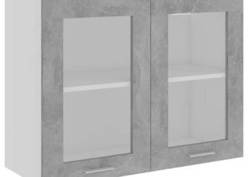 Szafka wisząca z szybą szarość betonu 80x31x60 cm WM-802533