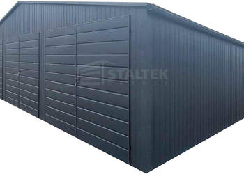 Garaż blaszany 10x6m - 3x Brama - Rynny - Antracyt - Dach dwuspadowy ST179