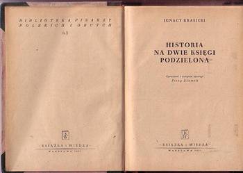 (8787) HISTORIA NA DWIE KSIĘGI PODZIELONA – IGNACY KRASICKI