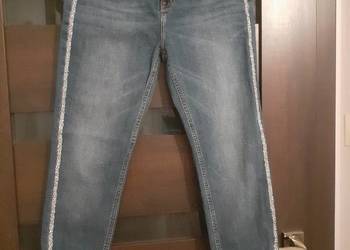 spodnie jeansowe z lampasem brokatowym M