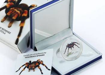MEXICAN REDKNEE TARANTULA Venomous Spiders Moneda Plata 1$ Niue 2012