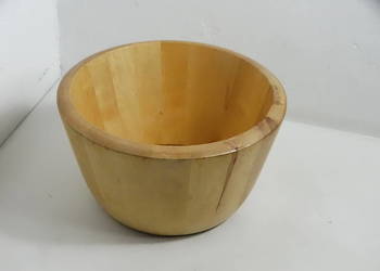Solidna, ciężka miska drewniana – średnica 24,5 cm | Boho / Vintage