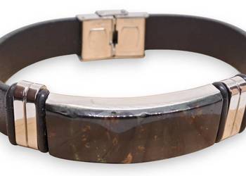 Bransoletka z bursztynu, bursztyn bałtycki ekoskóra #1481