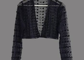 Damskie czarne ażurowe bolerko z długim rękawem uniwersalny