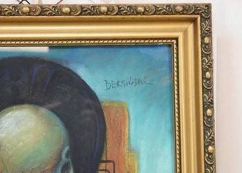 Beksiński - Pastel na Kartonie - STEAMPUNK Stary Obraz - Abstrakcja