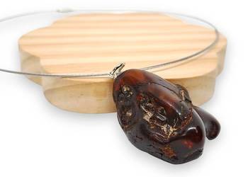 Naszyjnik z bursztynu, BURSZTYN bałtycki bryłka, linka #983