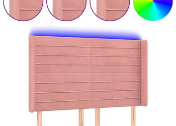 Zagłówek do łóżka z LED różowy 147x16x118/128 cm aksamit WM-3124241