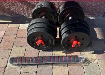 Zestaw Hantli 20kg 2x10kg Regulowane Hantle + Sztanga Gryfy NOWE FV23