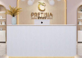Biała - złota recepcja ryflowana podświetlana Premium 160x60x100